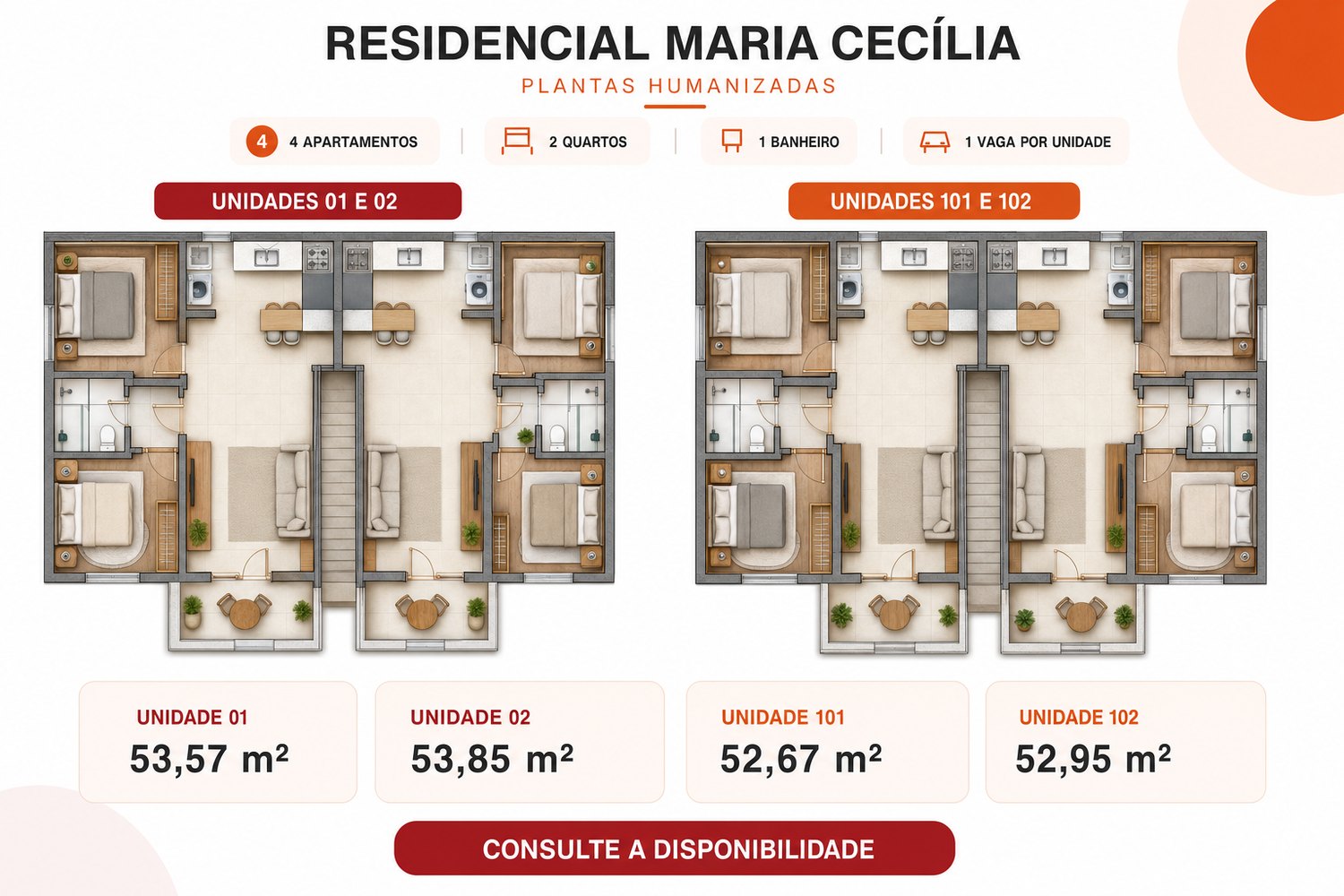 Planta humanizada — Residencial Maria Cecília